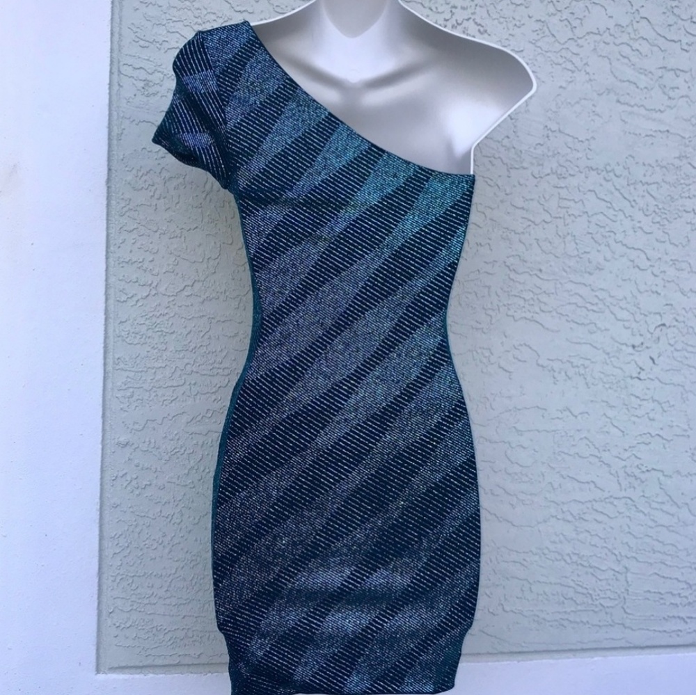 Marciano green sparkle tight mini dress